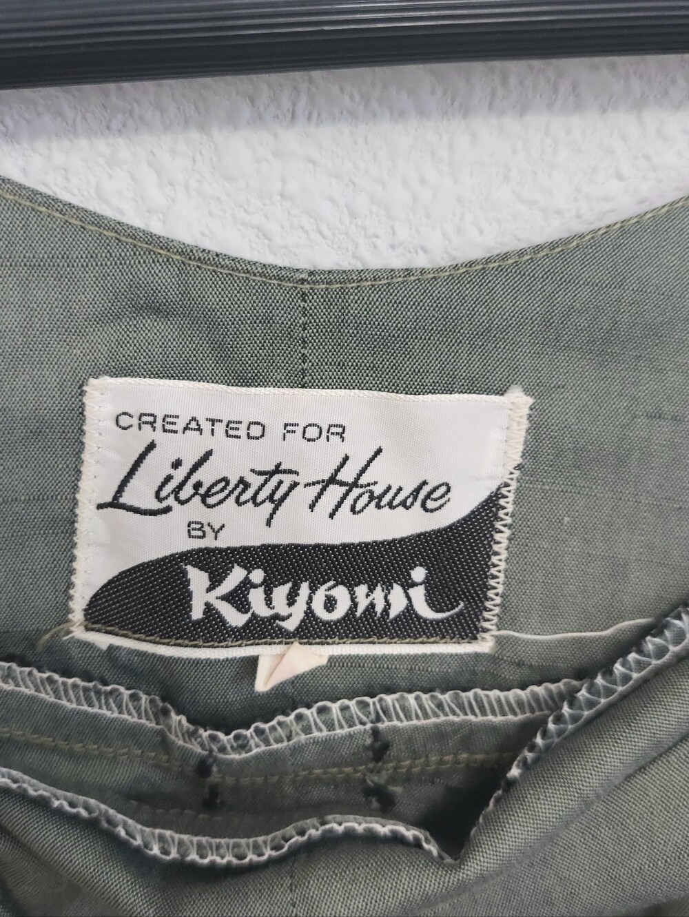 Vintage Liberty House By Kiyomi Olive Green Muumuu Dress Bamboo Art Hawaiian 8 - Picture 2 of 9